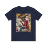 Gangster Black Cowboy Tee featuring a cartoon-style African American cowboy drinking whiskey in a bold graffiti collage design. An edgy Afrocentric pop art-style shirt blending Western grit with urban street culture.