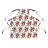 Gingerbread Cookie Kitchen Apron featuring a festive gingerbread couple design, holiday baking apron for Christmas cooking, baking, and entertaining.