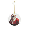 Sexy Black Santa Claus Christmas Tree Ceramic Ornament