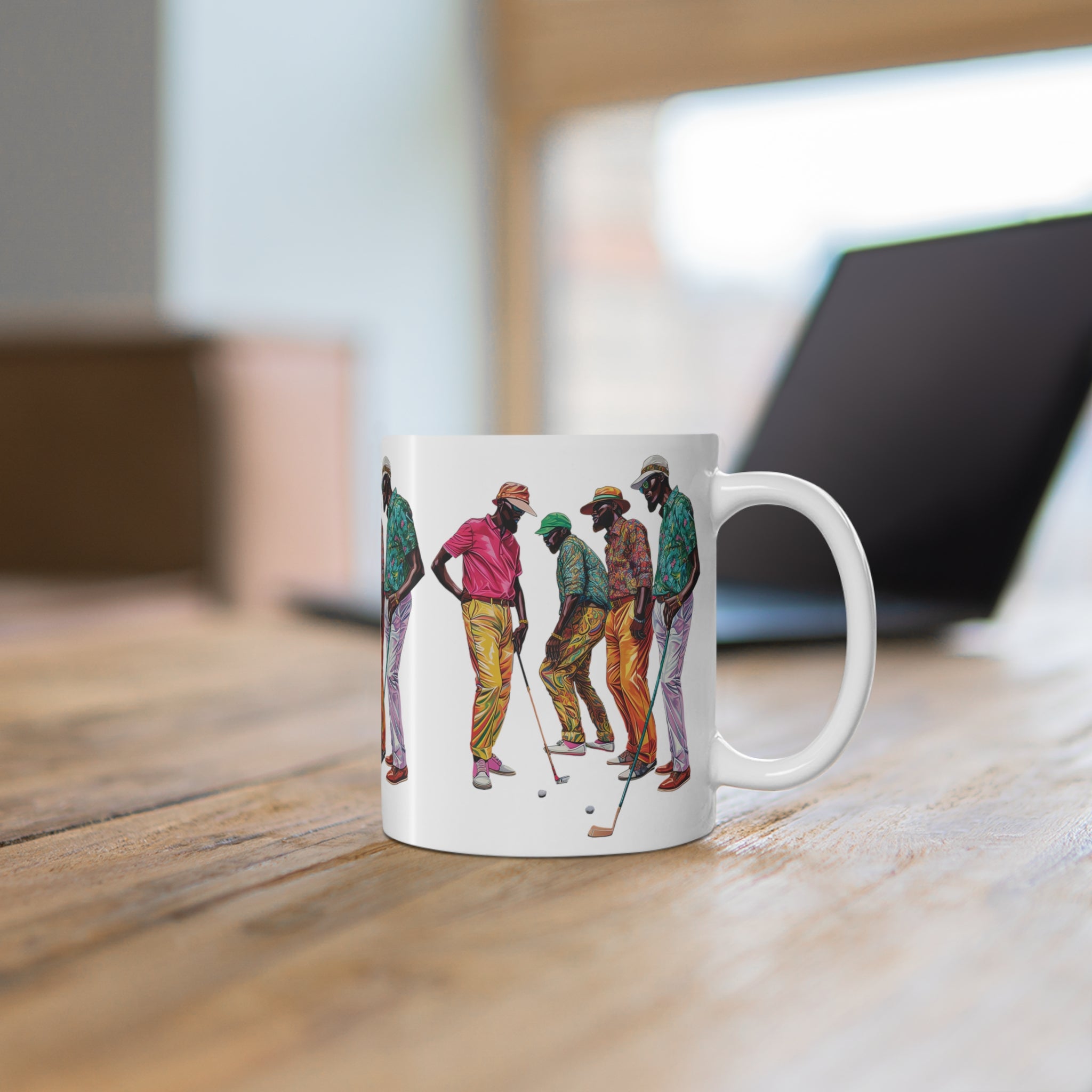 Black Men Golfers Coffee Mug.