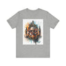 London Abstract African Mask Tee Shirt in athletic grey..