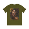 Afro Locs Girl Tee in olive.