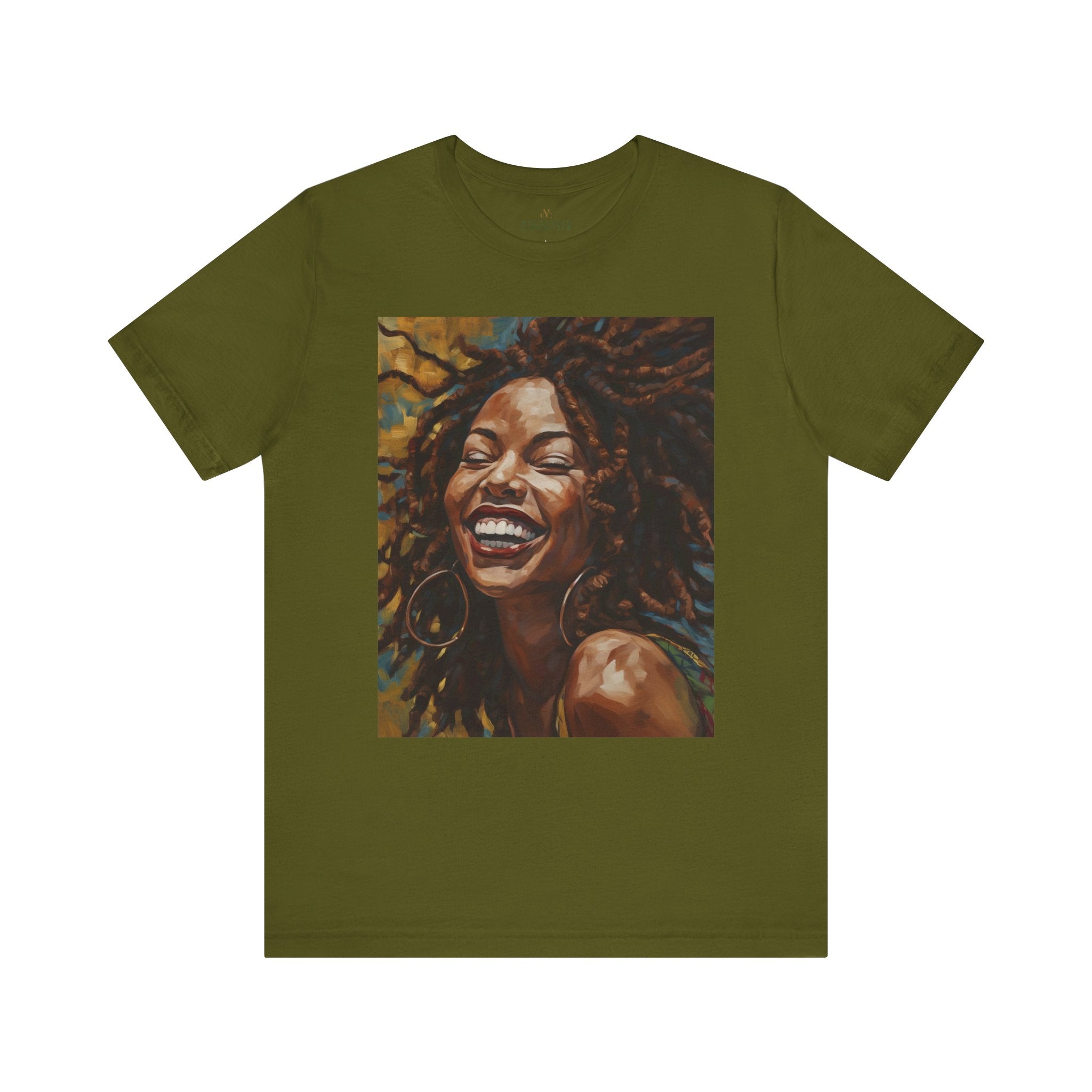 Afro Locs Girl Tee in olive.