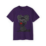Black Girl Bantu Knots Tee Shirt featuring an Afrocentric design of a Black woman with natural hair, bold red lipstick, beautiful Black skin, and white wire-frame glasses. A stylish statement of culture and empowerment.