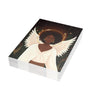 Black Woman Angel Holiday Greeting Card featuring an elegant African American angel illustration, available as a single card or multipack with envelopes. (30 cards)