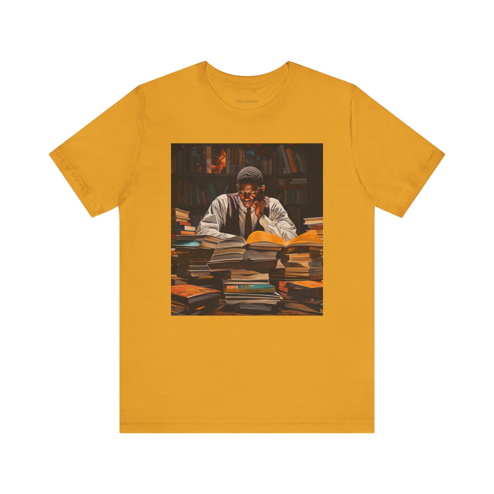 Black Male Student Tee Shirt in mustard.