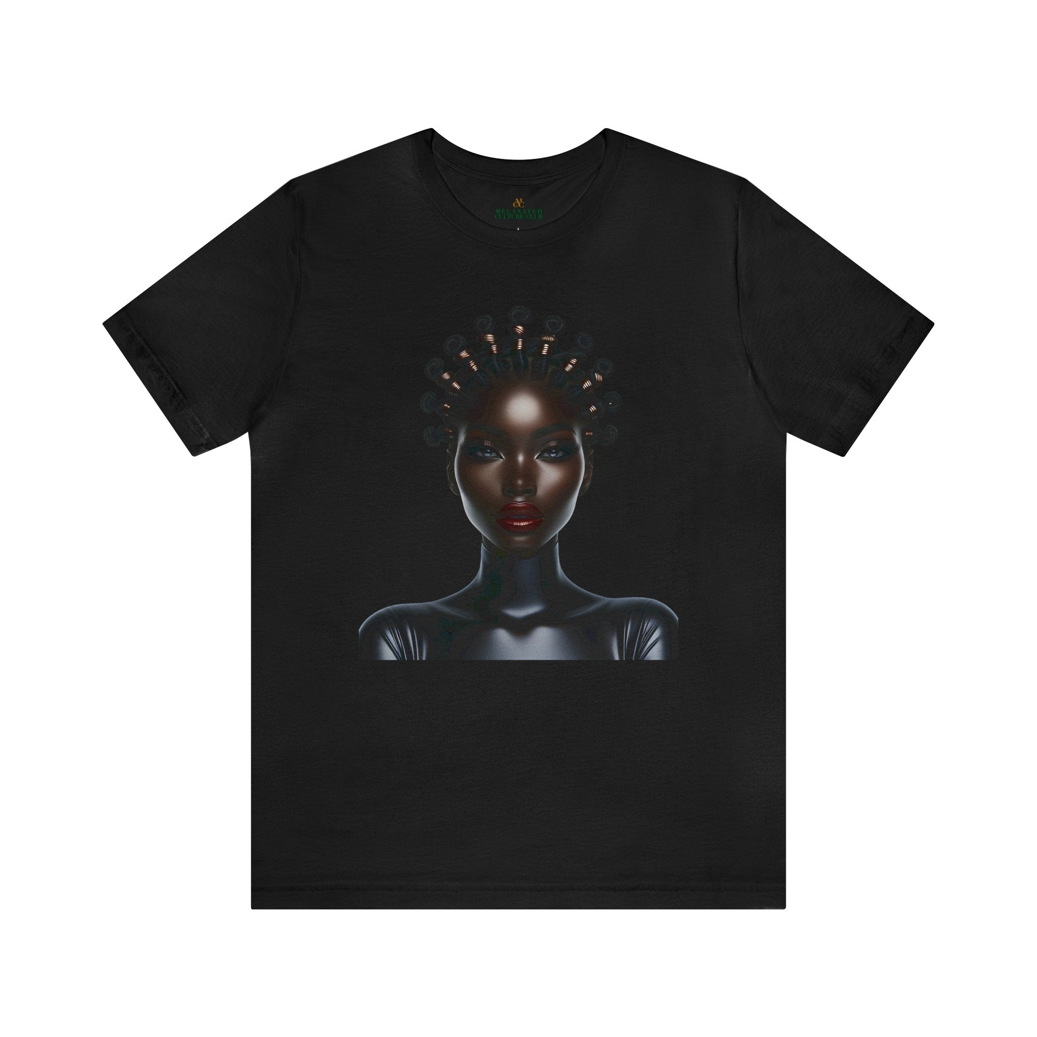Afrocentric Bantu Knots Tee in black.
