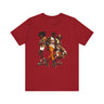 Black Roller Skaters Hip Hop Tee Shirt featuring a stylish Black man and women roller skating in vibrant Afrocentric streetwear; adult unisex top celebrating Black culture, retro skating vibes, and urban fashion.