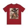 Black Cowboy Tee featuring an edgy African American cowboy with a challenging gaze, smoking a cigarette and drinking whiskey. A pop art, graffiti-inspired collage blending Western grit with urban street style.