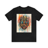 New York City Abstract African Mask Unisex Tee Shirt in black.