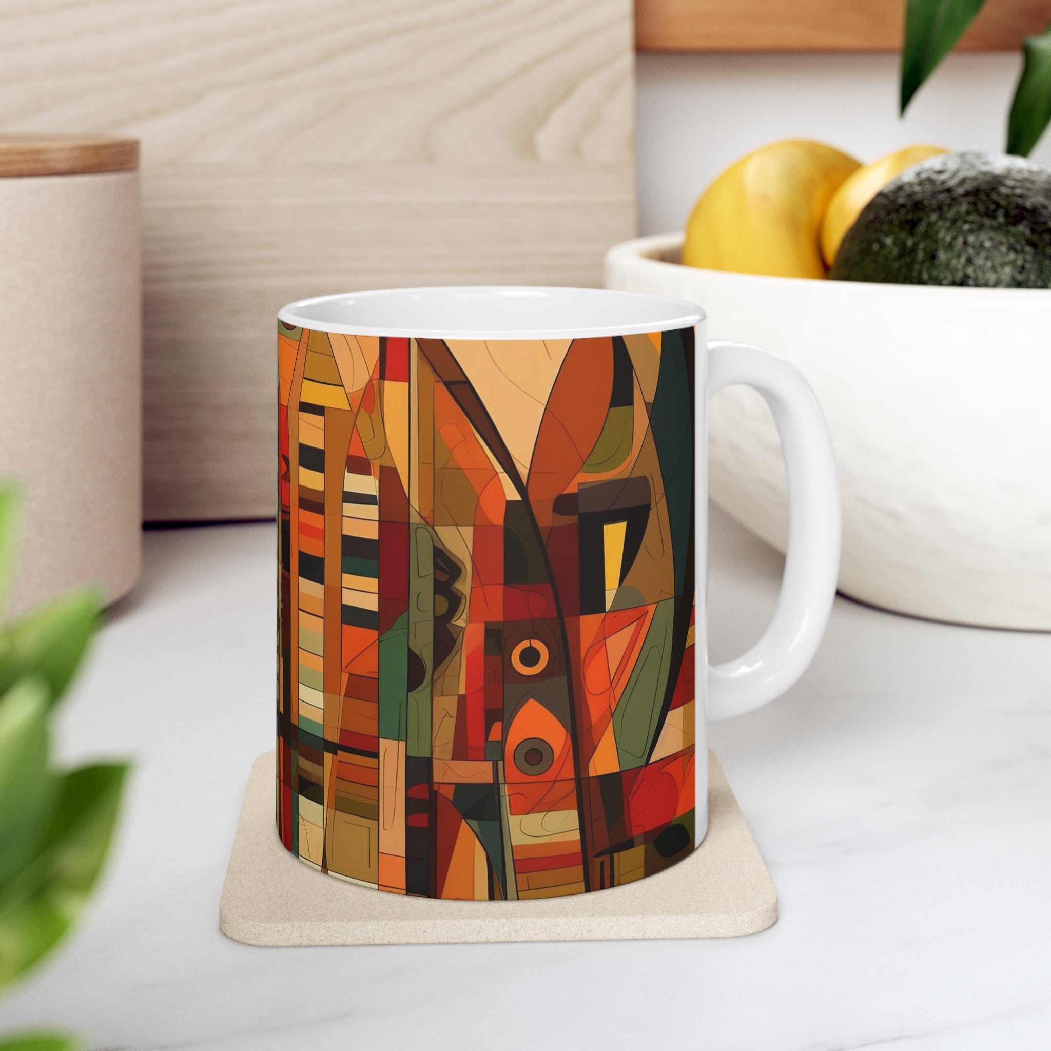Kitchen scene of Afrocentric Abstract Coffee Mug - Style No. 04.