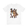 Black Roller Skaters Hip Hop Tee Shirt featuring a stylish Black man and women roller skating in vibrant Afrocentric streetwear; adult unisex top celebrating Black culture, retro skating vibes, and urban fashion.