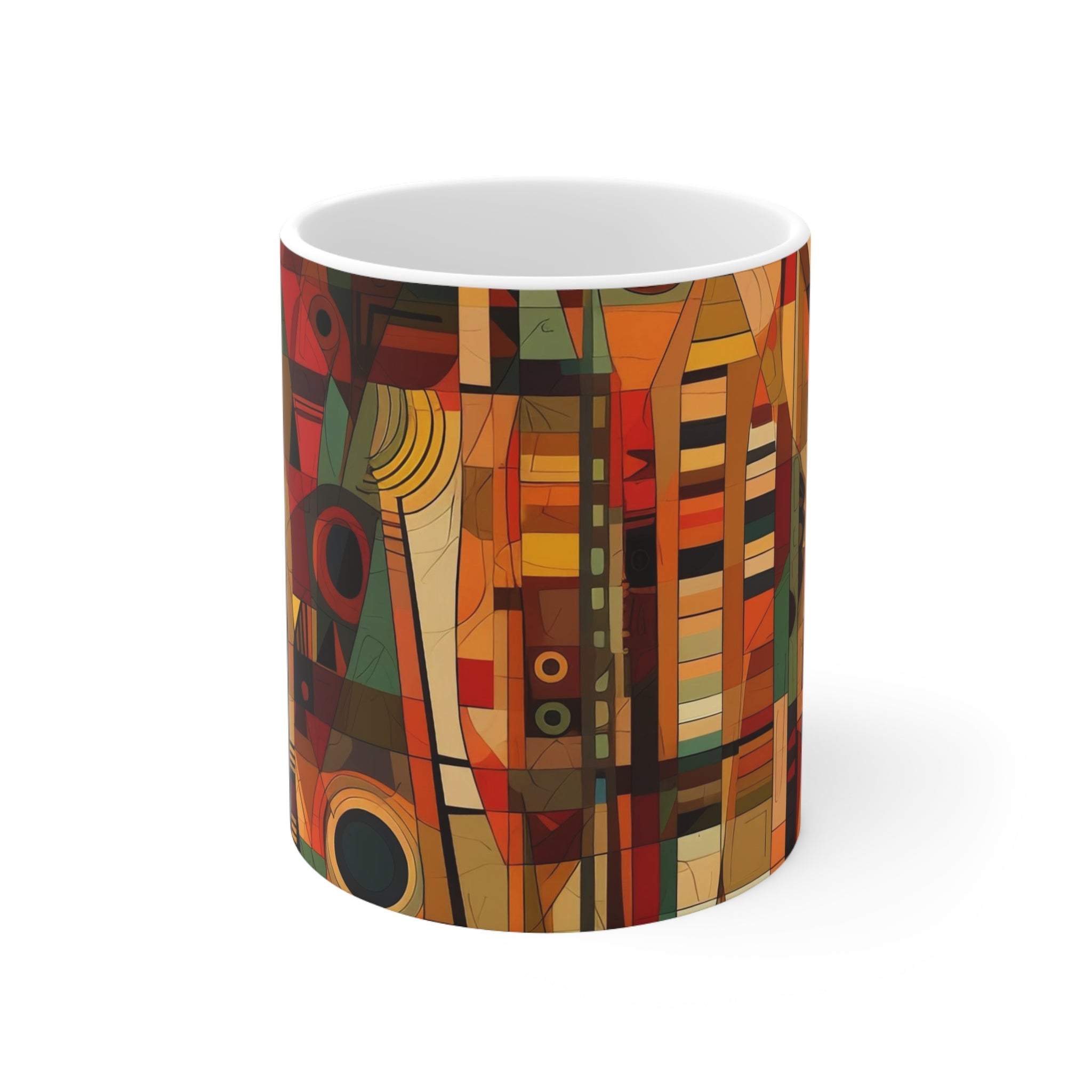 Front view of Afrocentric Abstract Coffee Mug - Style  No. 04