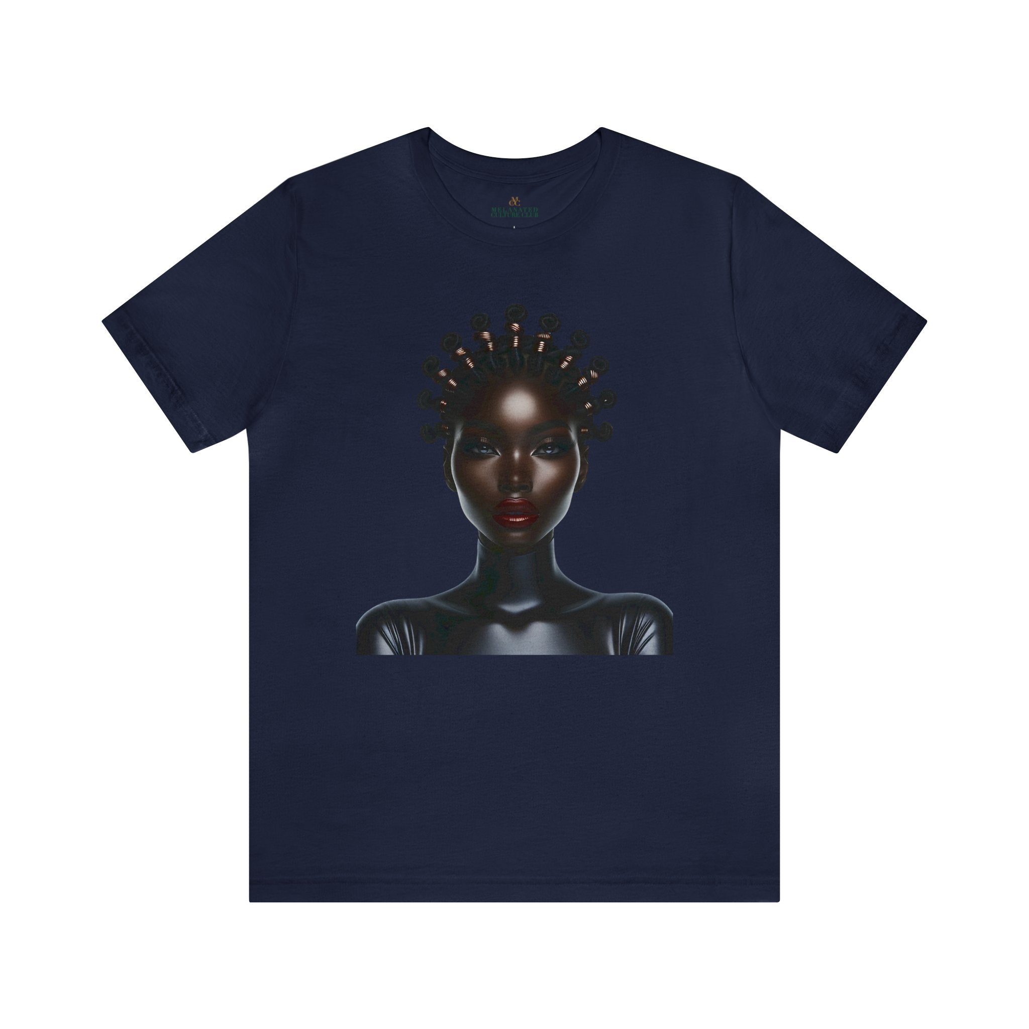 Afrocentric Bantu Knots Tee in navy.