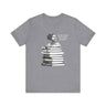 Black Woman Reading Books Tee Shirt in athletic heather.