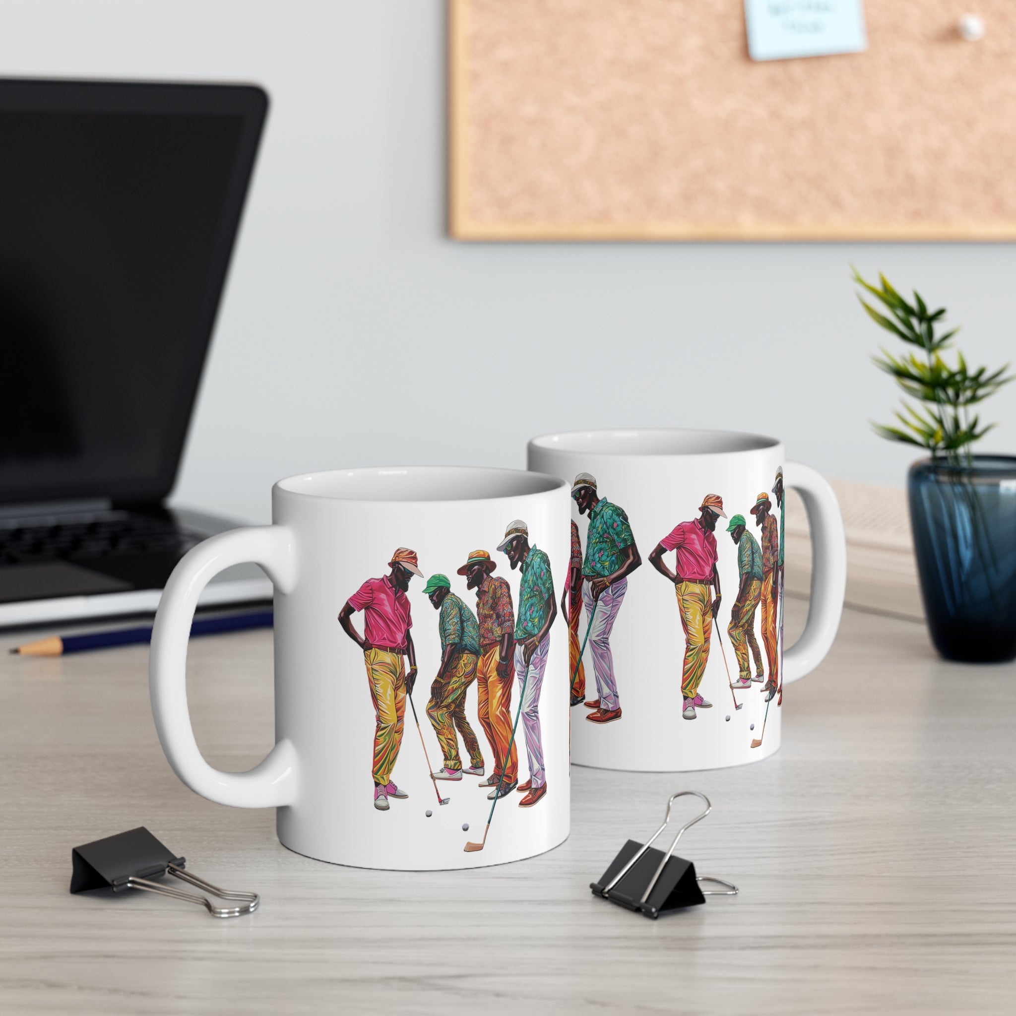 Black Men Golfers Coffee Mug.