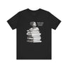 Black Woman Reading Books Tee Shirt in black.