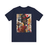 Gangster Black Cowboy Tee featuring a cartoon-style African American cowboy in a graffiti collage design. A bold, edgy Afrocentric pop art-style shirt blending Western and urban street culture.