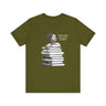 Black Woman Reading Books Tee Shirt in olive.