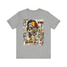Boss Babe graphic tee featuring an abstract cartoon-style Black woman with large round black eyeglasses. The design has a vibrant, graffiti-inspired aesthetic that celebrates African American beauty, confidence, and urban art style.