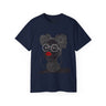 Black Girl Bantu Knots Tee Shirt featuring an Afrocentric design of a Black woman with natural hair, bold red lipstick, beautiful Black skin, and white wire-frame glasses. A stylish statement of culture and empowerment.