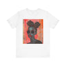 Black Woman Afrofuturism Tee featuring African American woman with Bantu knots and round fashion sunglasses, Afrocentric unisex shirt with futuristic and cultural design.