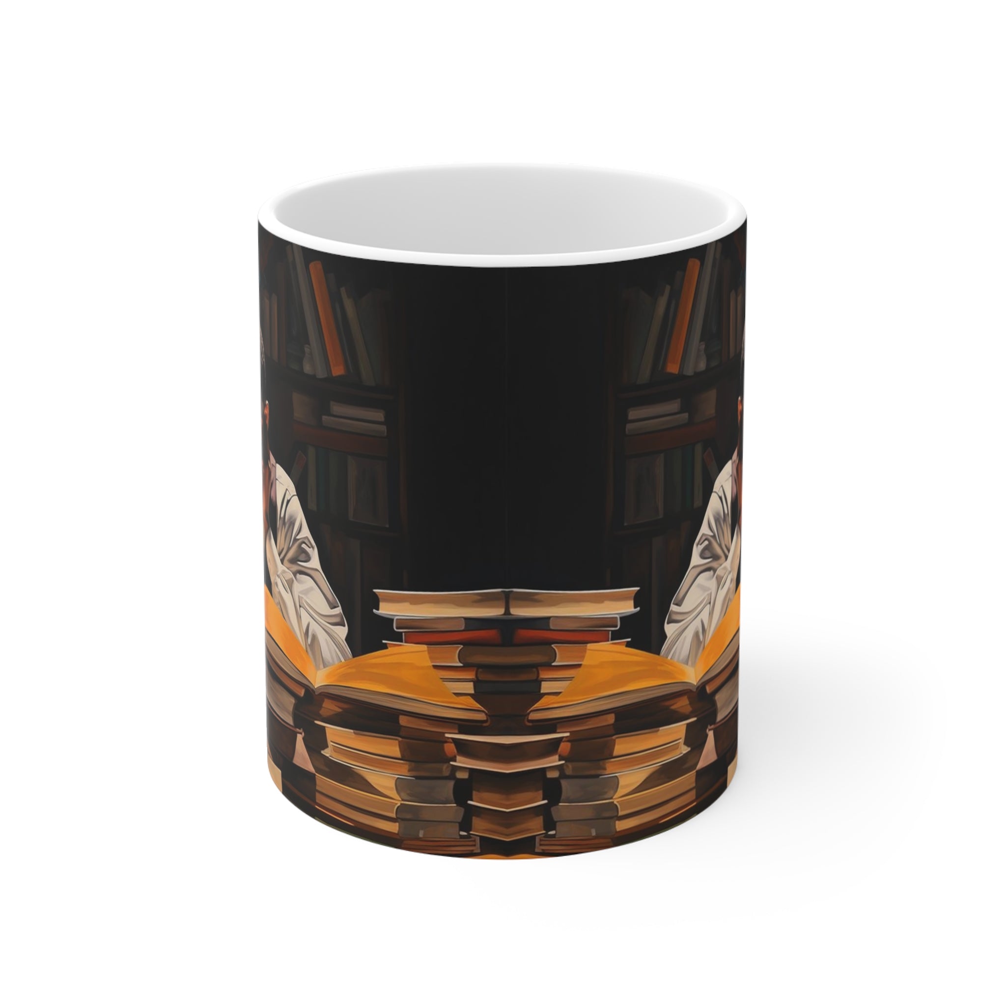 Front view of Black Male Student Mug.