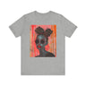 Black Woman Afrofuturism Tee featuring African American woman with Bantu knots and round fashion sunglasses, Afrocentric unisex shirt with futuristic and cultural design.