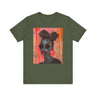 Black Woman Afrofuturism Tee featuring African American woman with Bantu knots and round fashion sunglasses, Afrocentric unisex shirt with futuristic and cultural design.