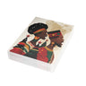 African American Couple Christmas Card featuring a Black man and woman dressed in traditional African clothing, holiday greeting card with envelopes. (30 cards)