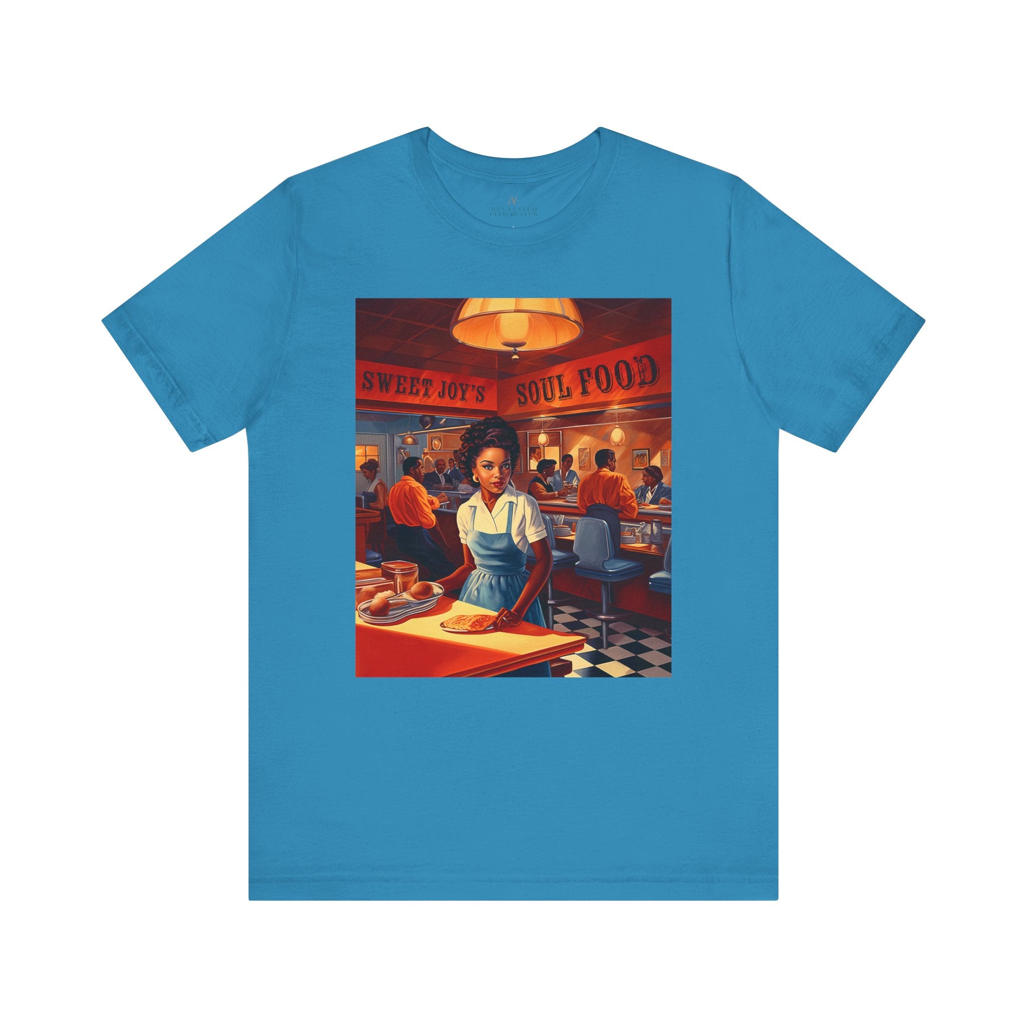 Sweet Joys Soul Food Tee Shirt in aqua..
