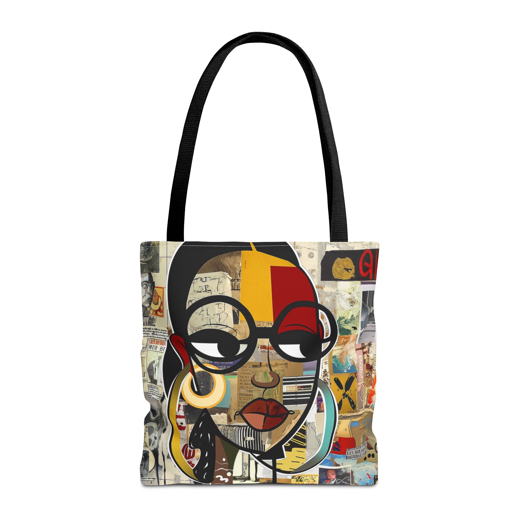 Tote bag featuring a cartoon-style illustration of a confident Black girl named Latisha in a vibrant graffiti art style. Designed as a stylish and durable carry-all for books, shopping, or everyday use. Celebrates African American culture, fashion, and empowerment.