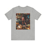Black Girl Student Tee featuring a happy Black girl with dreadlocks studying in a library, surrounded by books. A stylish and empowering shirt celebrating Black college students and education.