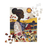 Garden Oasis Black Woman Jigsaw Puzzle featuring a floral nature scene. A perfect gift for gardening lovers and a beautiful Afrocentric art therapy activity celebrating African American women.