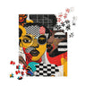 Black Women Collage Art Jigsaw Puzzle featuring a multidimensional Soul Sister design in colorful graffiti pop art style, perfect for art therapy and puzzle lovers.