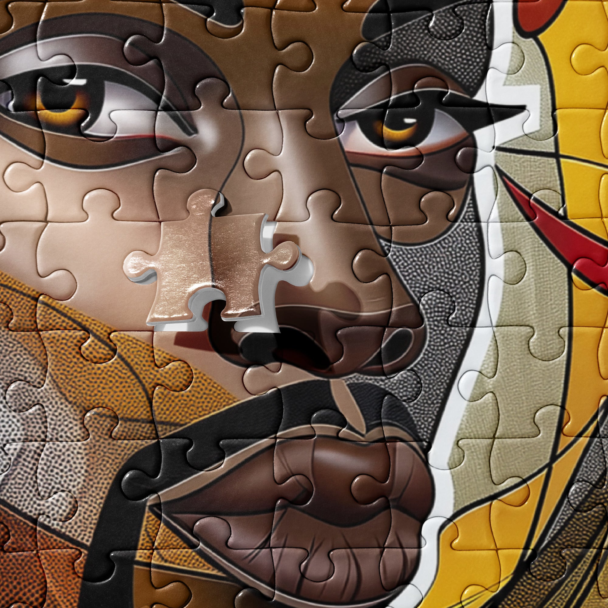Black Saint Jigsaw Puzzle featuring an Afrocentric abstract mosaic of Black Jesus. A powerful and artistic tribute to Black spirituality, culture, and faith, perfect for art therapy and meaningful gifting.