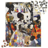 Picnic in the Park Jigsaw Puzzle featuring African American women and children enjoying an outdoor family picnic, illustrated in a colorful Afrocentric style.