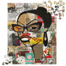 Boss Babe Jigsaw Puzzle featuring Black woman named Markeisha in cartoon graffiti style, Afrocentric art, vibrant colors, family game puzzle.