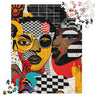Black Women Collage Art Jigsaw Puzzle featuring a multidimensional Soul Sister design in colorful graffiti pop art style, perfect for art therapy and puzzle lovers.