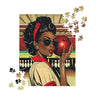 African American Woman Bowling Jigsaw Puzzle featuring a Black woman in a retro, pop art-inspired design. A vibrant Afrocentric sports puzzle celebrating team spirit, vintage aesthetics, and Black culture.