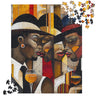Harlem Renaissance jigsaw puzzle featuring elegantly dressed African American couples in vintage attire, set against the dazzling New York cityscape. A celebration of Black excellence, culture, and artistic brilliance from the Harlem Renaissance era.