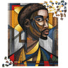 Black Saint Jigsaw Puzzle featuring an Afrocentric abstract mosaic of Black Jesus. A powerful and artistic tribute to Black spirituality, culture, and faith, perfect for art therapy and meaningful gifting.