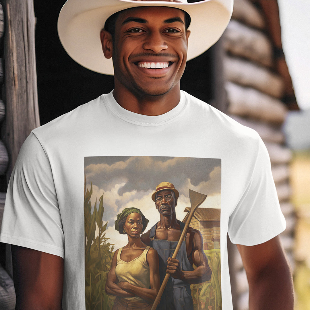 African American Gothic Farmer Tee Shirt