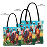 Black Women Golfers Tote Bag featuring artistic golf-inspired imagery celebrating Black women who golf. A stylish and functional bag perfect for shopping, library books, and golf essentials.