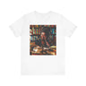 Black Girl Student Tee featuring a happy Black girl with dreadlocks studying in a library, surrounded by books. A stylish and empowering shirt celebrating Black college students and education.