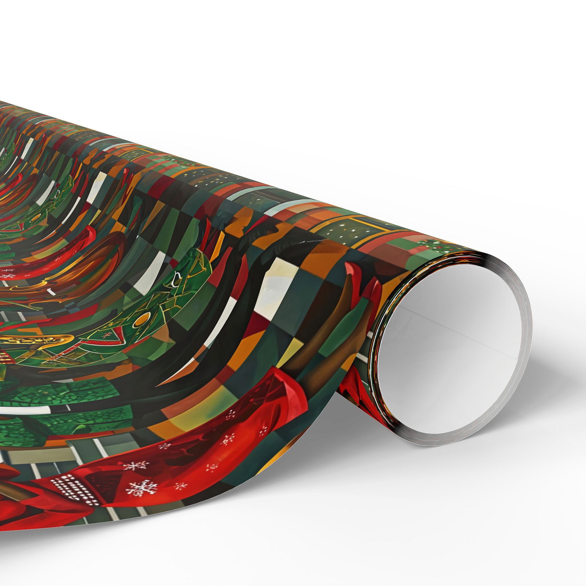 Afrocentric Christmas wrapping paper featuring Harlem jazz musicians in a retro Harlem Renaissance style, perfect for African American holiday gifts and cultural Christmas décor.