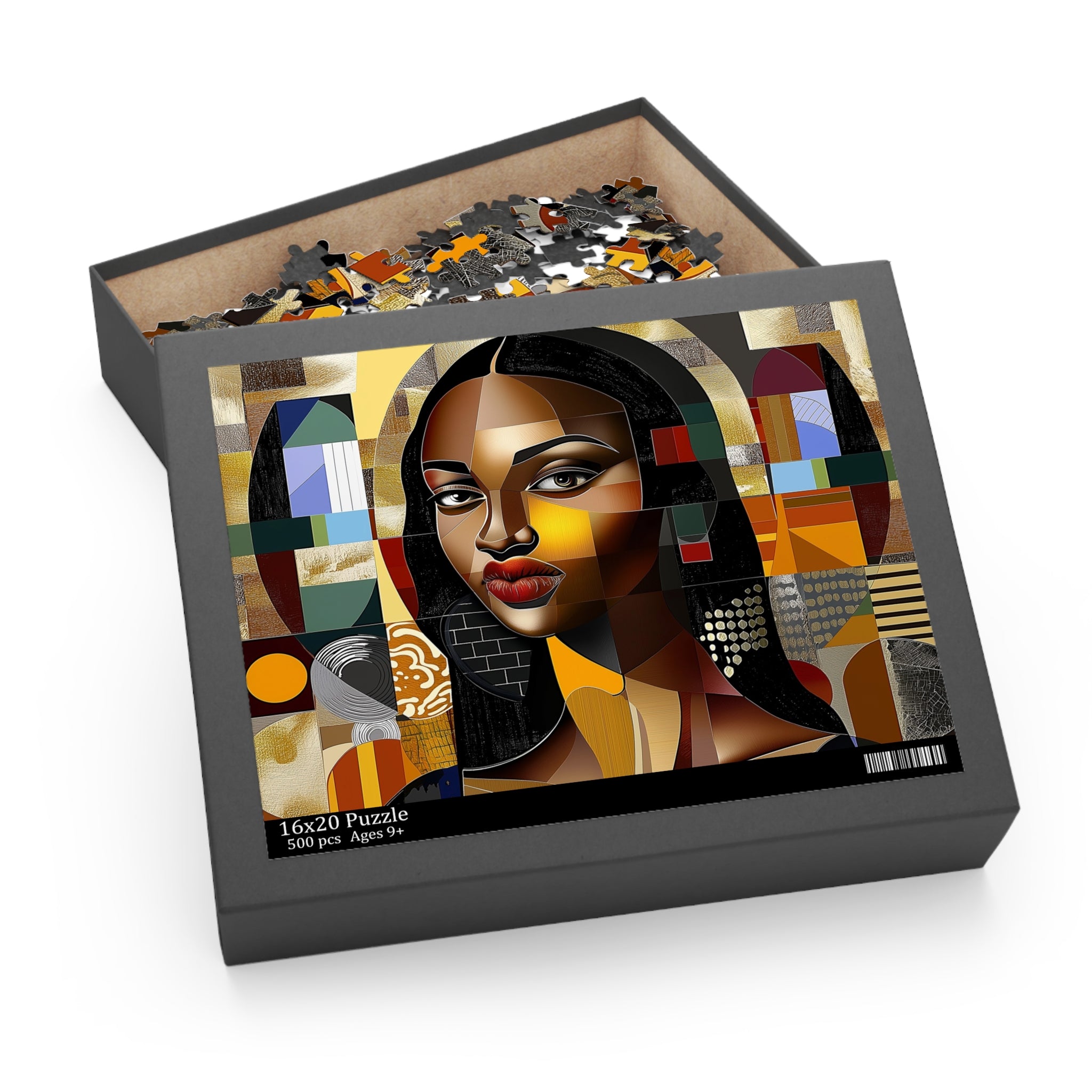 Abstract Mona Lisa Puzzle Featuring African American Woman