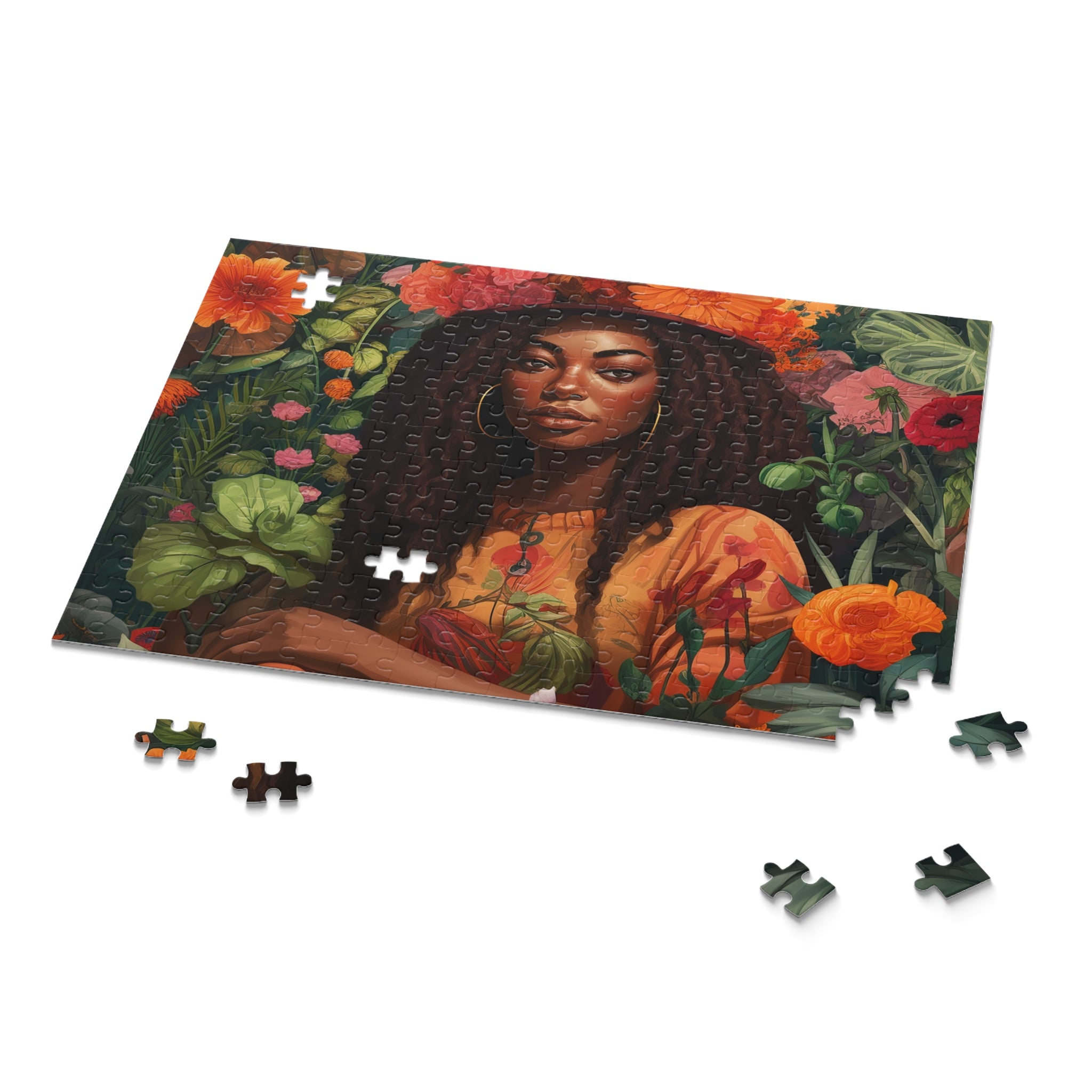 African American Garden Goddess Jigsaw Puzzle in 11 x 14 size. 