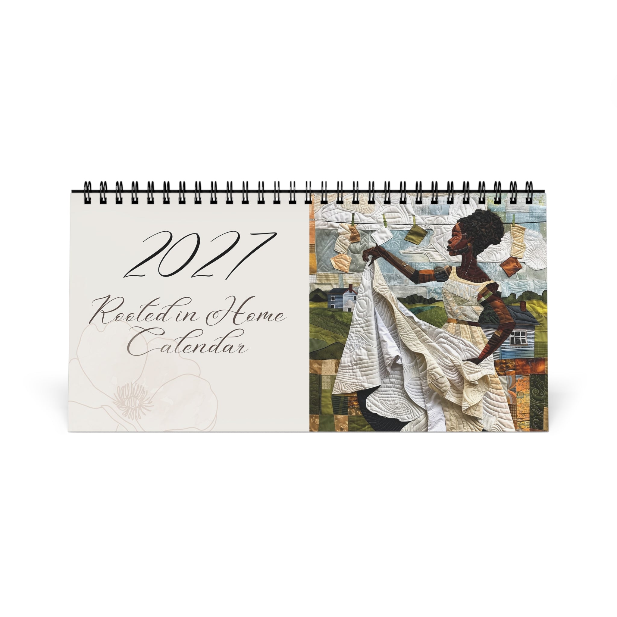 Front cover of 2027 Rooted in Home Desktop Calendar.