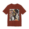 Boss Babe Kendra abstract graffiti T-shirt in rust against a white background.